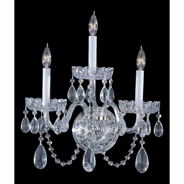Crystorama Polished Chrome Traditional Crystal 3 Light Wall Sconce 1033-CH-CL-MWP